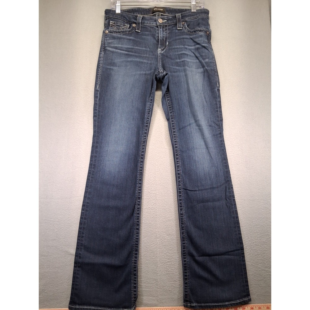 Big Star Jeans Women's Blue Whiskered Low‎ Rise Boot Cut Size 28R